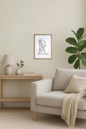 Signed Original Drawing by artist David Moraton. 27.0 x 21.7 cm. With Wood Frame 32.0 x 26.7 cm.. Edition of 15