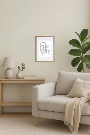 Signed Original Drawing by artist David Moraton. 27.0 x 21.7 cm. With Wood Frame 32.0 x 26.7 cm.. Edition of 15