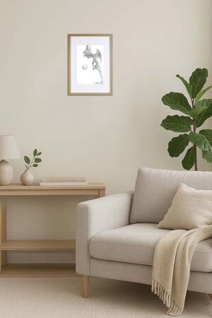 Signed Original Drawing by artist David Moraton. 27.0 x 21.7 cm. With Wood Frame 32.0 x 26.7 cm.. Edition of 15